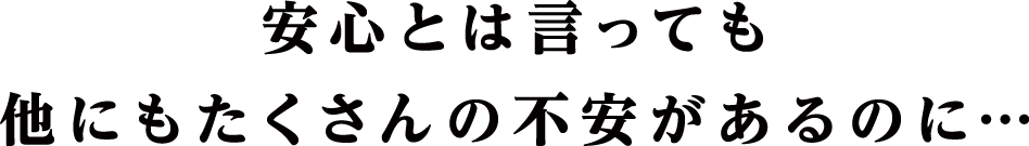 安心とは言っても他にもたくさんの不安があるのに…